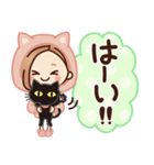 【ねこ耳】大人女子の日常×黒ねこ（個別スタンプ：2）