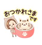【ねこ耳】大人女子の日常×黒ねこ（個別スタンプ：14）
