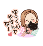 【ねこ耳】大人女子の日常×黒ねこ（個別スタンプ：16）