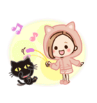 【ねこ耳】大人女子の日常×黒ねこ（個別スタンプ：24）