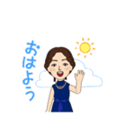 ロイヤルブルードレスの女性（個別スタンプ：11）