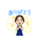 ロイヤルブルードレスの女性（個別スタンプ：16）