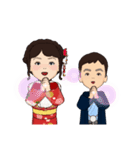 姉弟で華やかな着物姿（個別スタンプ：3）