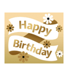 ゴールド×モノクロ*誕生日＆お祝い（個別スタンプ：4）
