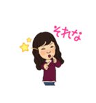 長髪女性 3着服（個別スタンプ：34）