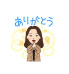 チェック柄コートの女性（個別スタンプ：4）