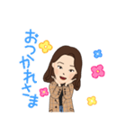 チェック柄コートの女性（個別スタンプ：5）