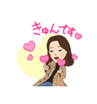 チェック柄コートの女性（個別スタンプ：7）