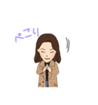 チェック柄コートの女性（個別スタンプ：12）