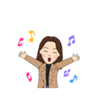 チェック柄コートの女性（個別スタンプ：13）