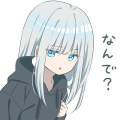 パーカーの女の子 銀髪 6 Lineスタンプ Runa