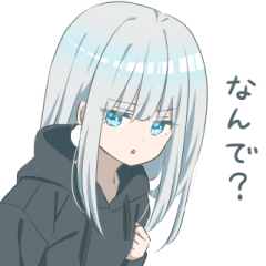 パーカーの女の子 銀髪 2 Lineスタンプ Runa