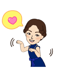 [LINEスタンプ] ロイヤルブルードレスの女性