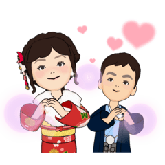 [LINEスタンプ] 姉弟で華やかな着物姿