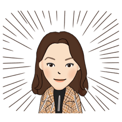 [LINEスタンプ] チェック柄コートの女性